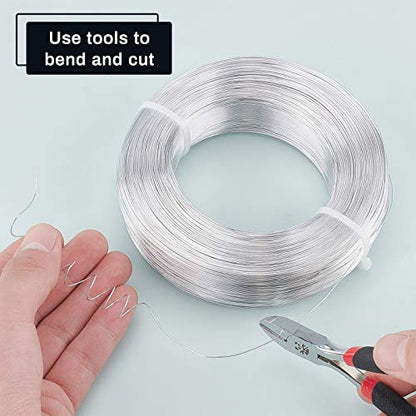 BENECREAT 1492 Feet 22 Gauge Silver Aluminum Wire Bendable Metal Sculpting Wire for Beading Jewelry Making Art and Craft Project