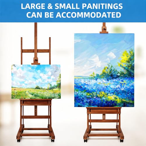 Falling in Art Large H-Frame Studio Artist Easel, Holds up to 51'', Brown - style: Brown
