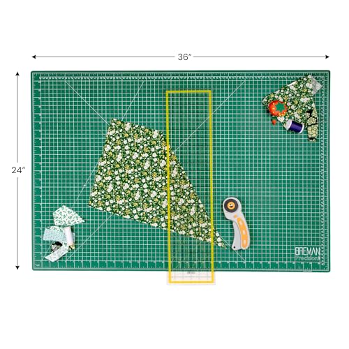 WA Portman 24x36 Fabric Cutting Mat for Sewing, Rotary Cutter & Clear Ruler - size: 24" x 36"