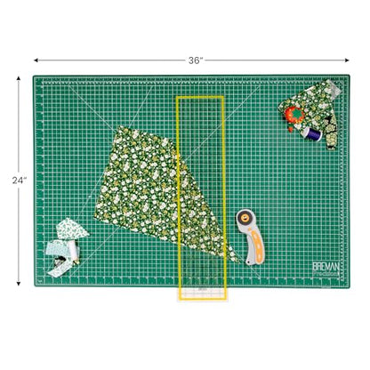 WA Portman 24x36 Fabric Cutting Mat for Sewing, Rotary Cutter & Clear Ruler - size: 24" x 36"