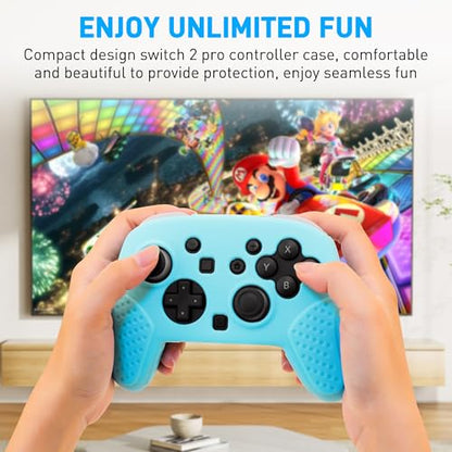 Soft Switch 2 Pro Controller Case, Anti-Slip Silicone Cover Skin Compatible with Nintendo Switch 2 Pro Controller 2025, Ergonomic Comfort Grip Design Shell Protector - Blue - color: Blue