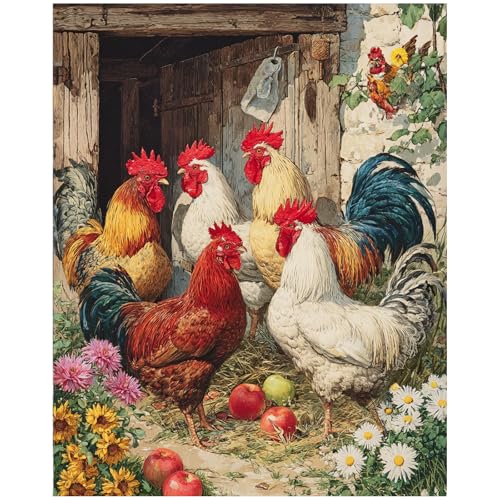 XTCIXAL Paint by Numbers Kit for Adults, Chicken, 16X20 Inch - color: 02-Chicken