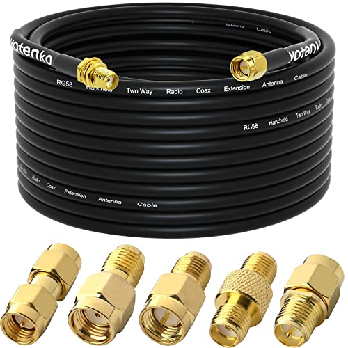 50FT RG58 SMA Male to Female Antenna Extension Cable + 5 Adapters - color: SMA Cable + 5pcs SMA Connectors, size: 50FT