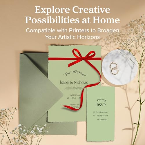 Wanderings Handmade Green Deckle Edge Blank Paper - 4" x 6" - Pack of 50 - Watercolor/Mixed Media Paper - Save the Date Invitations Greeting Cards Notes DIY Arts Crafts - Thick 150 GSM - color: Green, size: A6