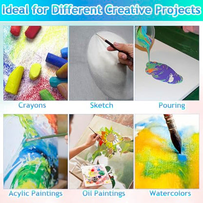 28 Pack Canvas Boards for Painting, White Canvas Panels, Multi Pack