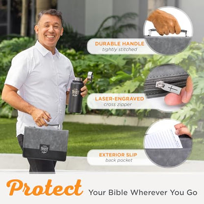Christian Art Gifts Faux Leather Bible Cover for Men: Trust in the Lord - size: Large