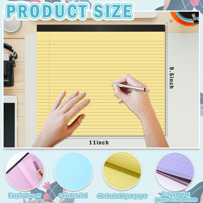 gisgfim 4 Pack 9.5"x 11" Legal Pads College Ruled Notepad - color: Pastel 2