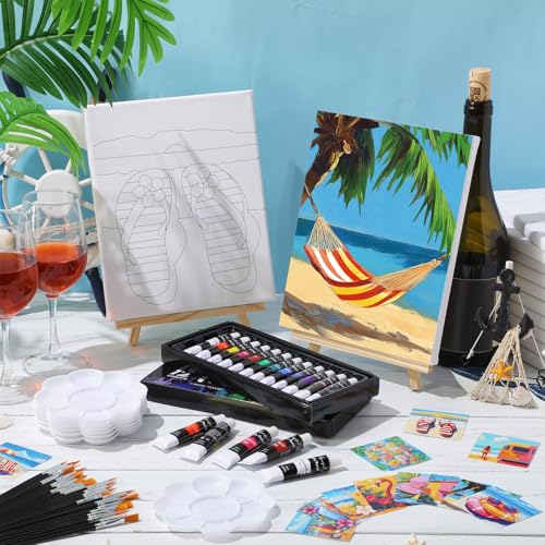Cholemy 36 Pcs Paint and Sip Kit Gift for Adults 8''x10'',Hawaii - style: Hawaii