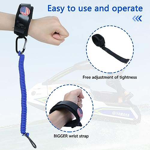 Boat Kill Switch Lanyards with Wrist Strap Fit for Mercruiser - color: Black&blue