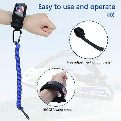 Boat Kill Switch Lanyards with Wrist Strap Fit for Mercruiser - color: Black&blue