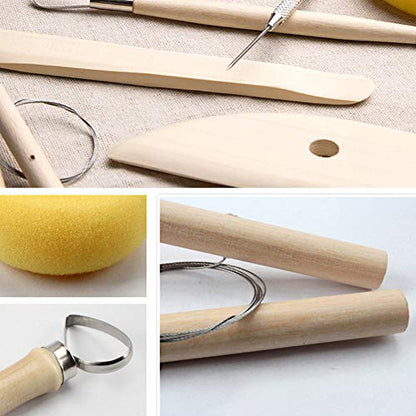 8 Pieces Pottery Tools, Clay Tools, Cay Sculpting Tool - color: Wood Color