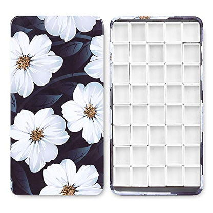 qianshan 40Pcs Empty Half Pans Watercolor Tin Palette with Magnetic Stripe - color: Flower