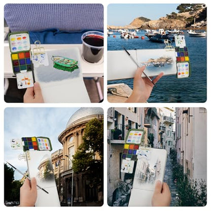 Funto Mini Watercolor Travel Set Refill, 9-Color Replacement Palette For Painting - style: Basic Set