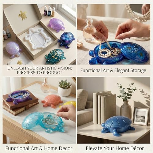 Silicone Turtle Box Resin Molds with Lid, Jewelry Container Molds - color: Turtle Resin Mold