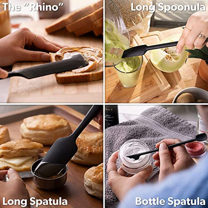 DI ORO Silicone Jar Spatula Set - 600F Heat Resistant, 5-Pc Stone - color: Stone