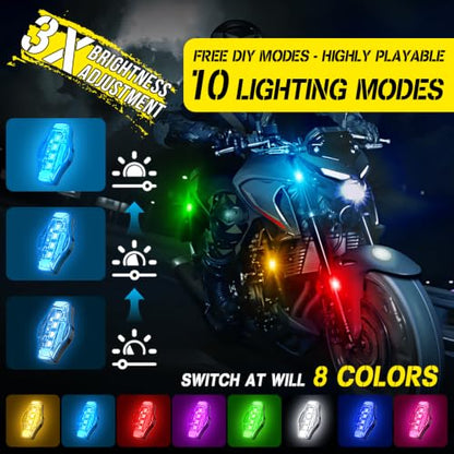 Wireless LED Strobe Lights for Car with Remote Control-10 Modes - size: 8pcs