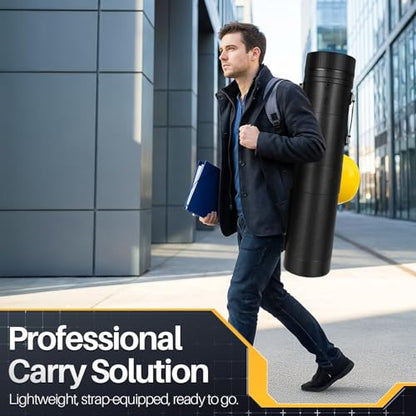 Flexzion Extra Large & Wide Poster Tube with Strap, Telescoping 30-54 in - size: Extra Large & Wide