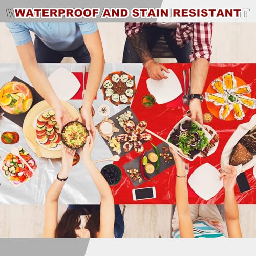 Boao 12 Plastic Elastic Fitted Tablecloths, 8 Ft, 96 x 30 Inch, Red - color: Red, size: 8 Ft, 96 x 30 Inch