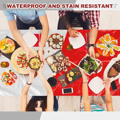 Boao 12 Plastic Elastic Fitted Tablecloths, 8 Ft, 96 x 30 Inch, Red - color: Red, size: 8 Ft, 96 x 30 Inch