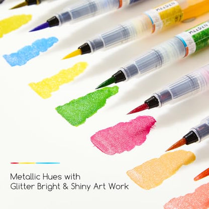 MEEDEN Liquid Watercolor Ink Brushes: 24 Basic with 12 Pearlecent Colors - color: 36 Colors Set