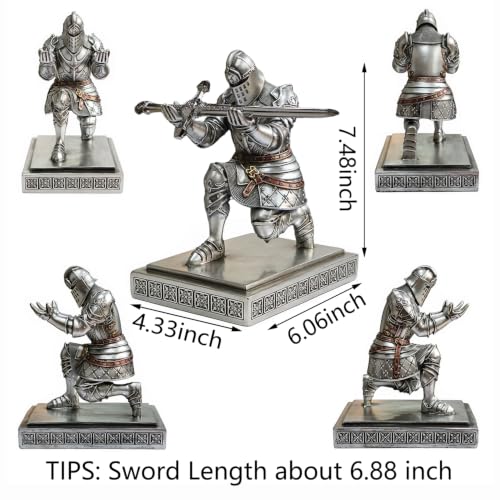 King's Guard Knight Pen Holder with a Letter Opener Desk Organizers Silver - color: Silver