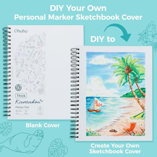 Ohuhu 9"x12" Double-Sided Bleedproof Marker Pad Art Sketchbook 50 Sheets - size: 9" x 12"