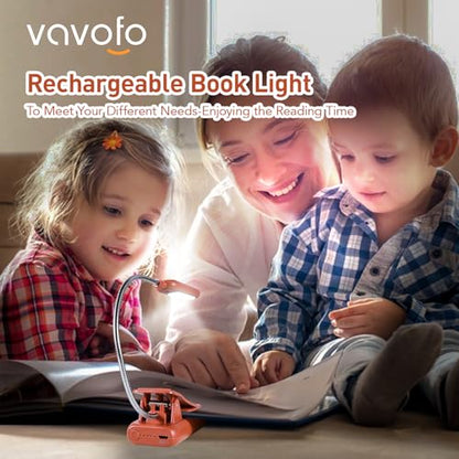 VAVOFO Rechargeable Reading Light, Clip on Book Light for Reading in Bed - color: Mocha Brown