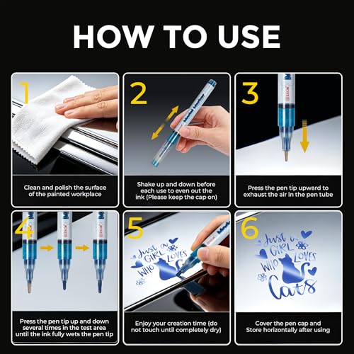 ZSCM Liquid Gloss Metallic Markers, 6 Colors 3D Models Paint Pens - color: 6 Packs-Metallic
