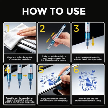 ZSCM Liquid Gloss Metallic Markers, 6 Colors 3D Models Paint Pens - color: 6 Packs-Metallic