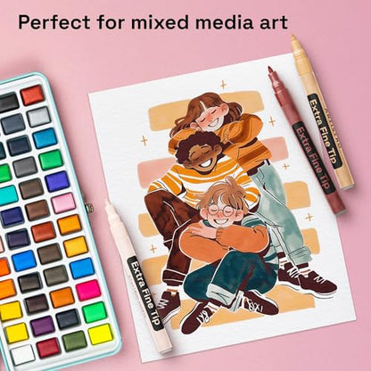 ARTISTRO 12 Skin Tones Paint Pens for Glass Marking - Extra-Fine Tip - color: Skin Tone