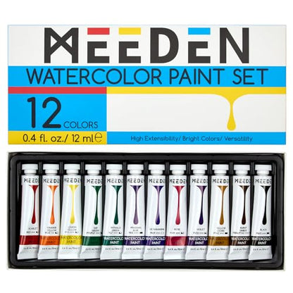 MEEDEN Watercolor Paint Tubes Set: 12 x 12ml (0.4 oz) Colors Painting Set - color: 12 Colors