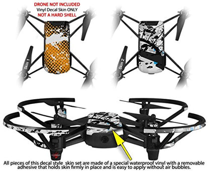 Skin Decal Wrap 2 Pack Compatible with DJI Ryze Tello Halftone Splatter White Orange Drone NOT Included