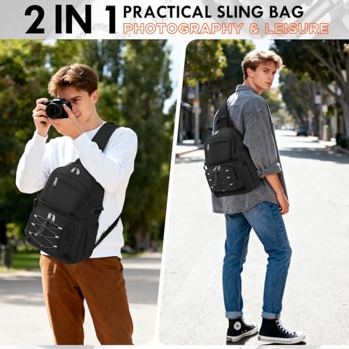 RAINSMORE Camera Sling Bag, Small Dslr/Mirrorless Camera Bag & Case - color: Black