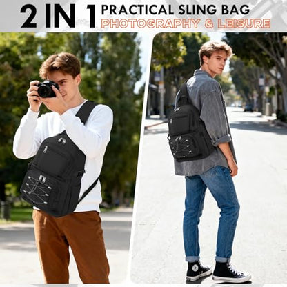 RAINSMORE Camera Sling Bag, Small Dslr/Mirrorless Camera Bag & Case - color: Black