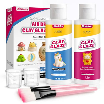 Nariolar Air Dry Clay Glaze - 4fl oz/120ml Clay Varnish Matte & Gloss - size: 4 oz-gloss&matte