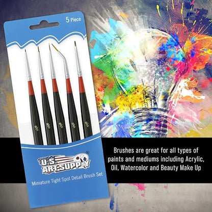 U.S. Art Supply 5 Piece Miniature Tight Spot Micro Fine Detail Art - style: 5-Piece