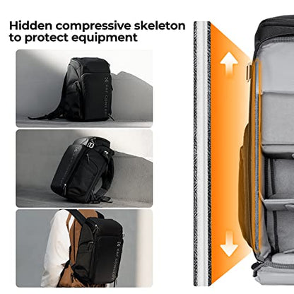 K&F CONCEPT Camera Backpack, 22L Expandable Camera Bag with Rain Cover - color: Black