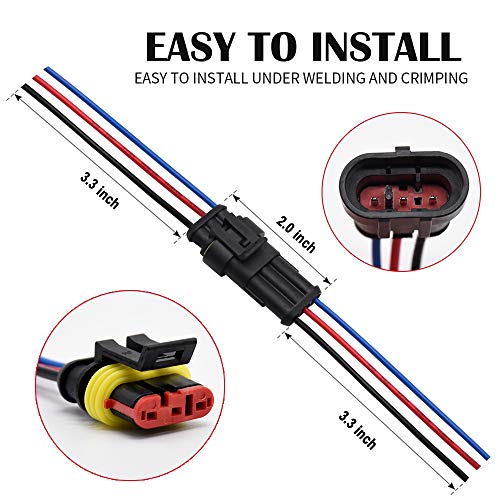 G 3 Pin Waterproof Connector 16AWG Electrical Male Female Wire Plugs - size: 3 PIN