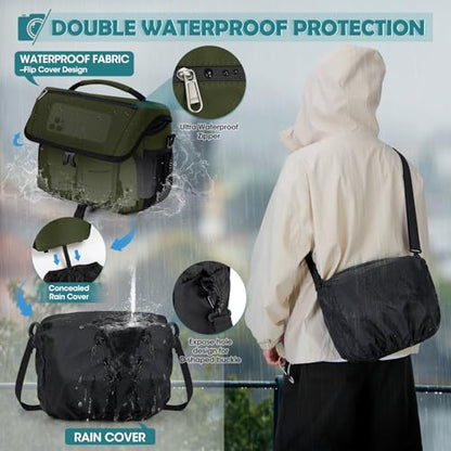 RAINSMORE Camera Bag, DSLR SLR Mirrorless Camera Case for Photographer - color: Green