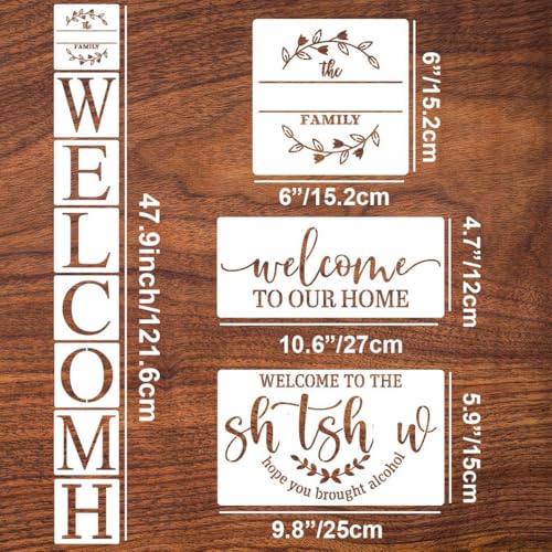 Welcome Stencils for Painting on Wood Sign - style: Home