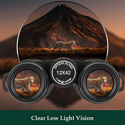Adorrgon 12x42 High Powered Binoculars for Adults, Phone Adapter and Tripod - size: 12x42