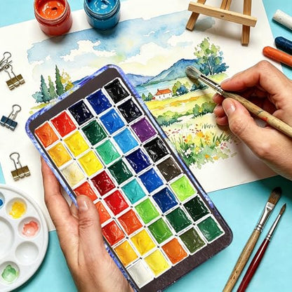 qianshan 40Pcs Empty Half Pans Watercolor Tin Palette with Magnetic Stripe - color: Starrynight