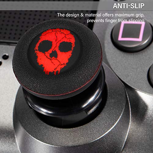 FPS Thumbstick Extender & Printing Rubber Silicone Grip Cover 2 Sets for PS5 & PS4 Controller (Ghost Red) - color: 12