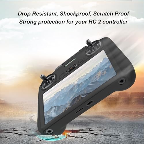 Silicone Protective Cover Case for Mini 4 Pro Air 3 RC 2, Shockproof Protective Case Compatible with Mini 4 Pro Air 3 RC 2 Controller Accessories, Comfortable Grip (Black)