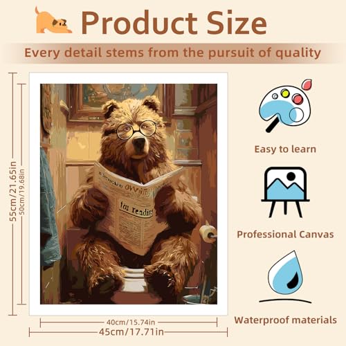 Reivworl Bear Paint by Numbers Kit for Adults Beginner 16×20 inch - color: 12-bear