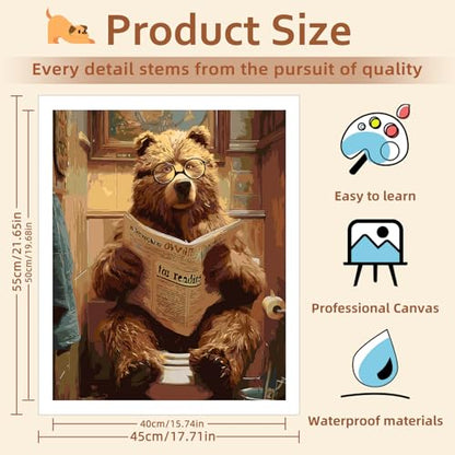 Reivworl Bear Paint by Numbers Kit for Adults Beginner 16×20 inch - color: 12-bear