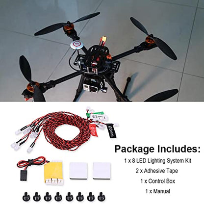 8 LED RC Light Kit, RC Flashing Lighting System, Simulation Flash Lamp for 1/10 RC Airplane Helicopter (4-6V)
