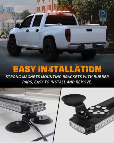 XRIDONSEN 45.5" 128 LED Roof Emergency Lights Red White Strobe Light Bar - color: Red/White