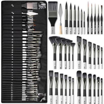 Nicpro 36pcs Paint Brush Set,Professional Paintbrushes for Acrylic Painting - color: Silver