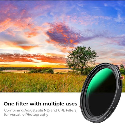 K&F CONCEPT 58mm Variable ND2-32 & CPL Polarizing Effect in 1 Lens Filter - size: 58mm